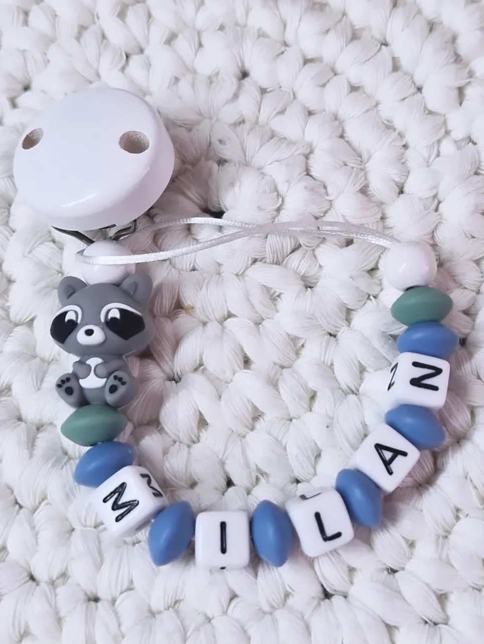 💚Schnullerkette "MILAN"🦝🩵